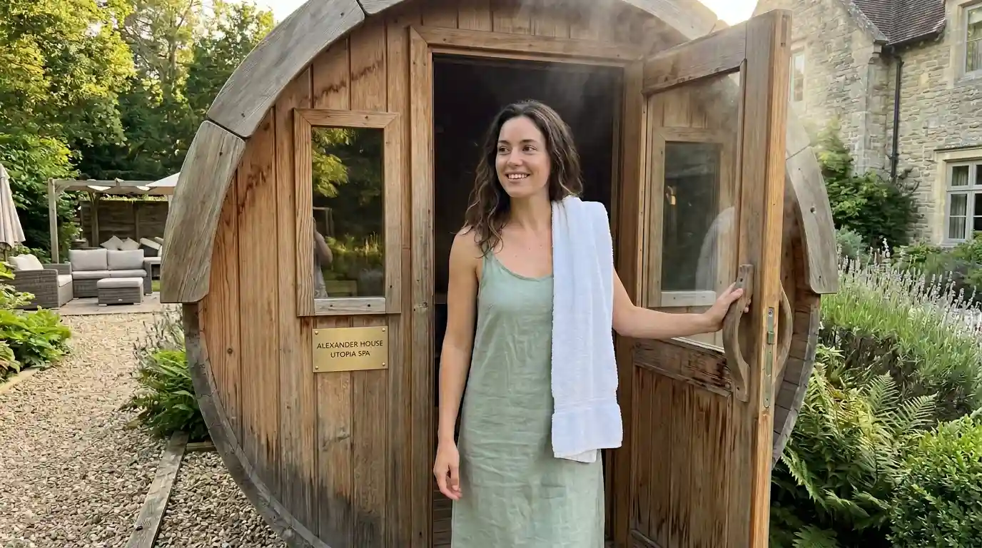 Alexander House Utopia Spa West Sussex barrel sauna award winning