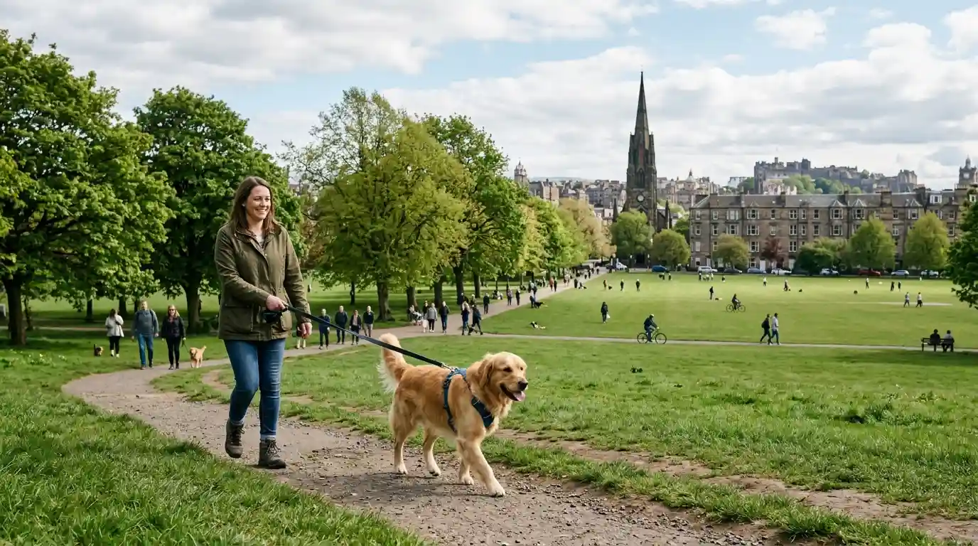 Best dog walking spots Edinburgh Bruntsfield Meadows Holyrood Park