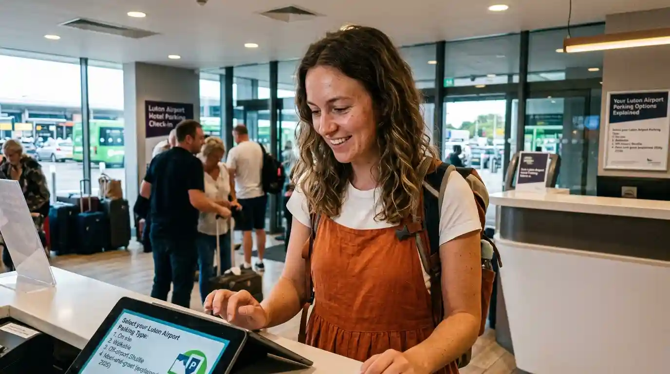 Luton Airport hotel parking types explained 2026 on-site off-site meet greet