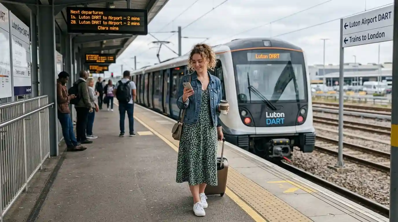 Luton DART transit Luton Airport Parkway station 2026 terminal transfer
