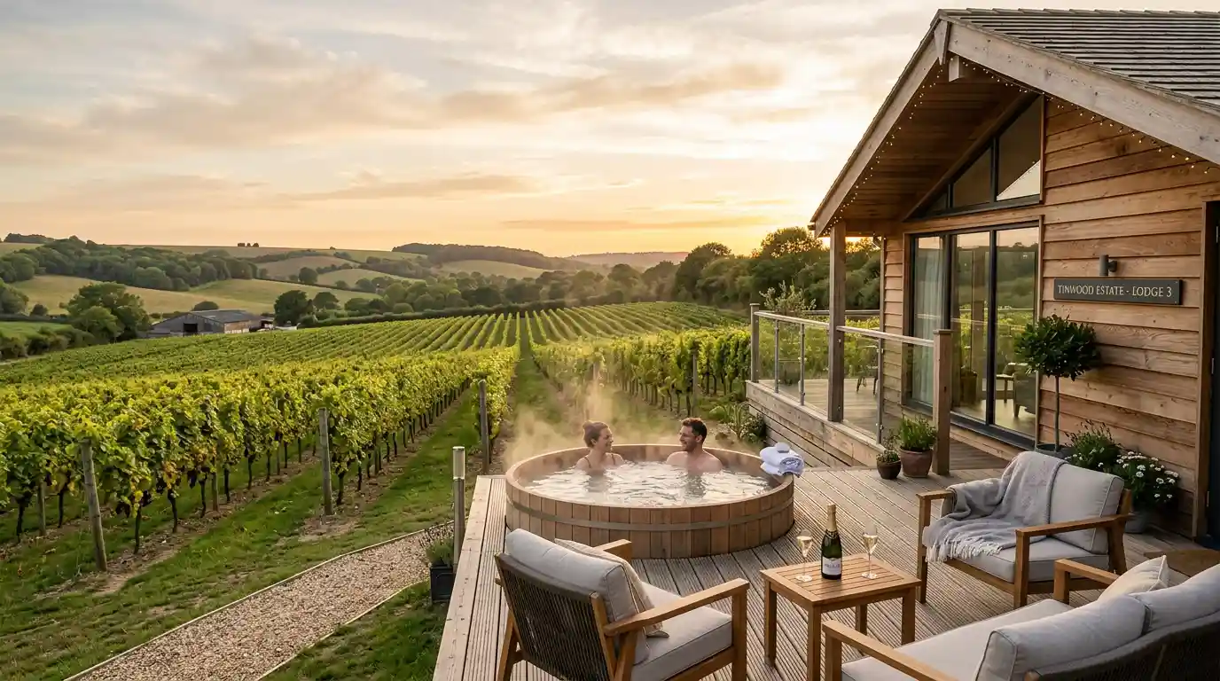 Tinwood Estate Lodges vineyard stay near Goodwood 2026