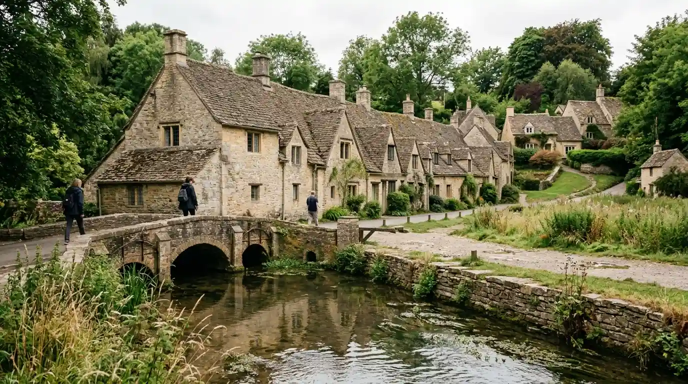 Bibury Arlington Row Cotswolds medieval weavers cottages