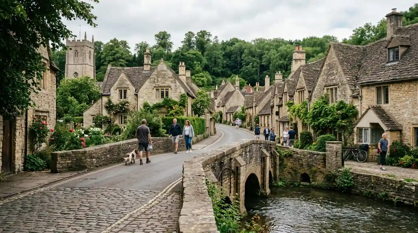 Castle Combe Cotswolds village medieval film location'